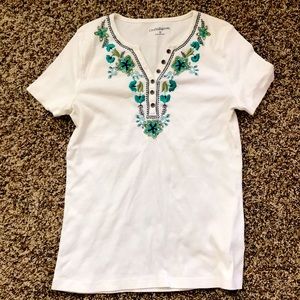 Croft & Barrow White Embroidered Top Size Small